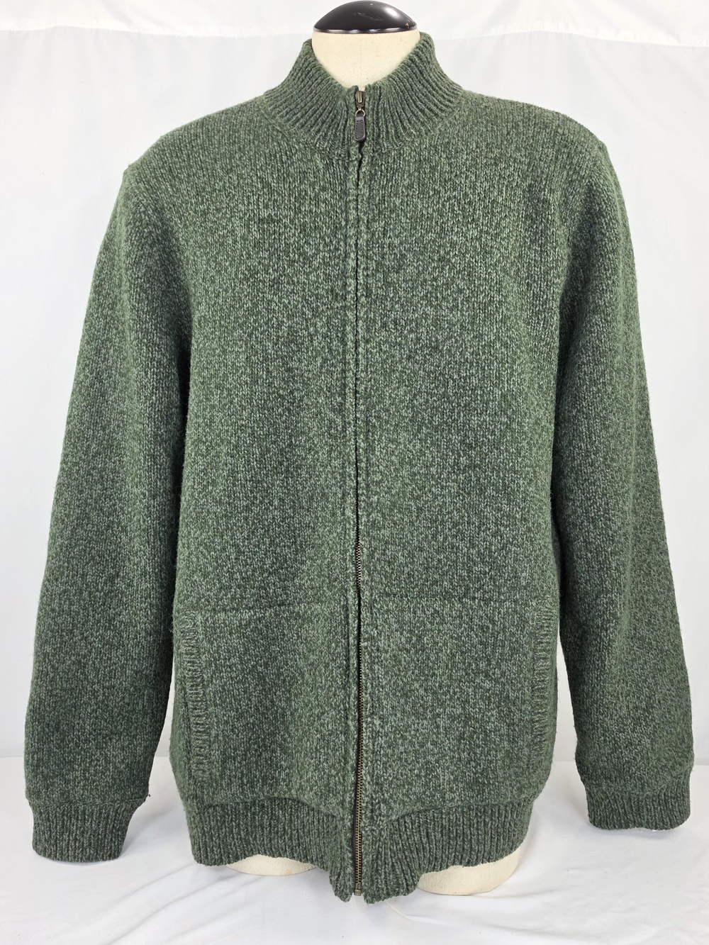 L.L. Bean Men's Green Full-Zip Knit Sweater